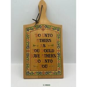 Vintage wood wall plaque “Do Unto Others” kitchen decor, 15x7.5 in